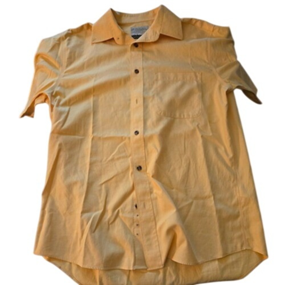 Cabelas Outfitter Series Mens Short Sleeve Button Down Shirt M Medium Yellow
